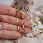 Брошь(3 петли) булавка, Сталь, 2я позолота, петля литая - долговечная, р-р 50мм