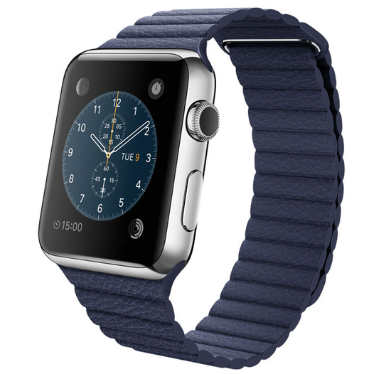Часы смарт Apple Watch 42мм (синий кожаный с магнитной застежкой)