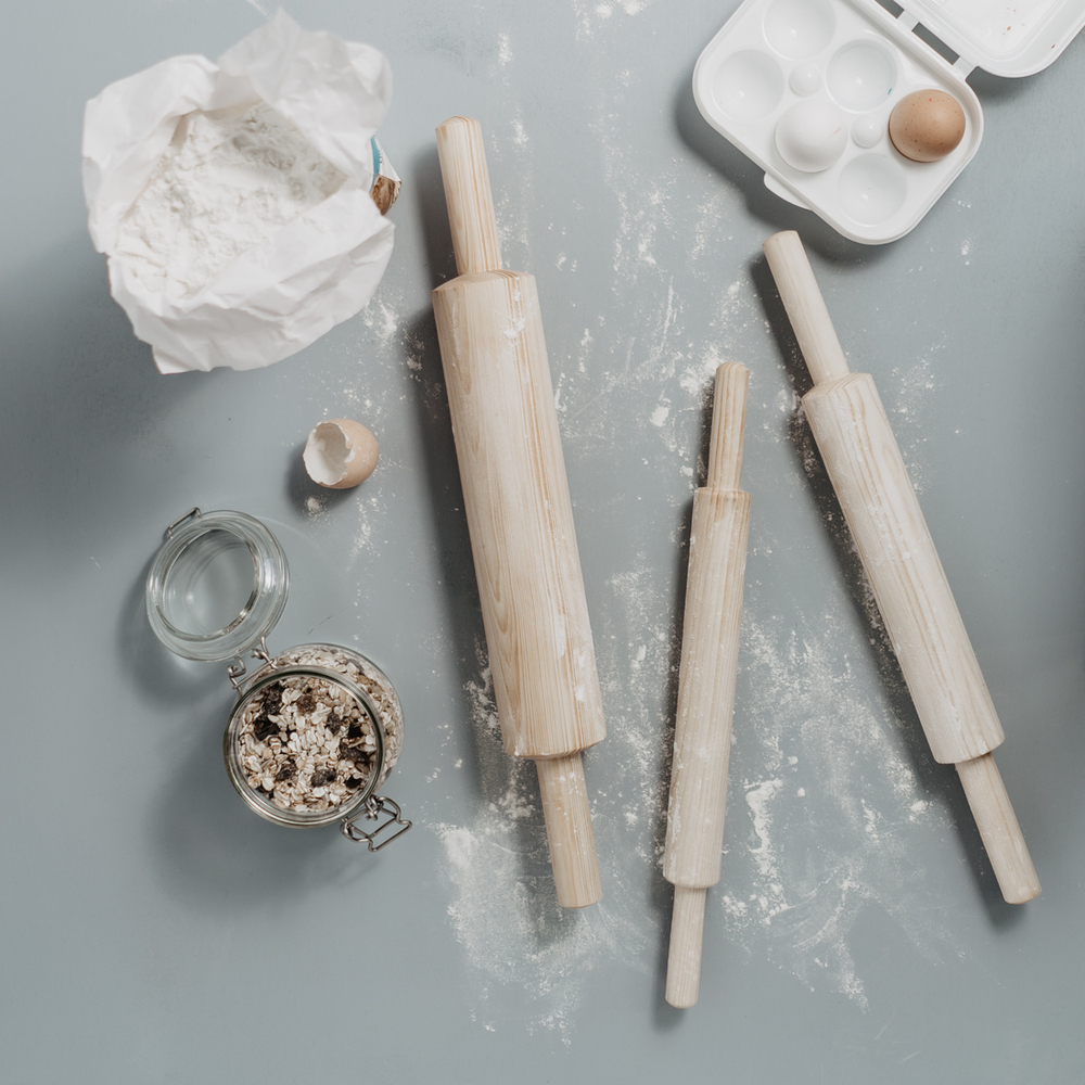 Набор деревянных скалок из древесины сибирского кедра 3шт. 35-50 см. RPN6