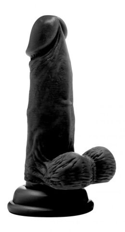 Чёрный фаллоимитатор Realistic Cock 6 With Scrotum - 15 см. (Цвет: черный)