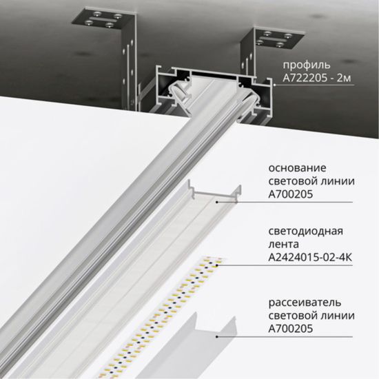 A722205 ПРОФИЛЬ ДЛЯ МОНТАЖА МАГНИТНОГО ШИНОПРОВОДА OPTIMA В НАТЯЖНОЙ ПОТОЛОК