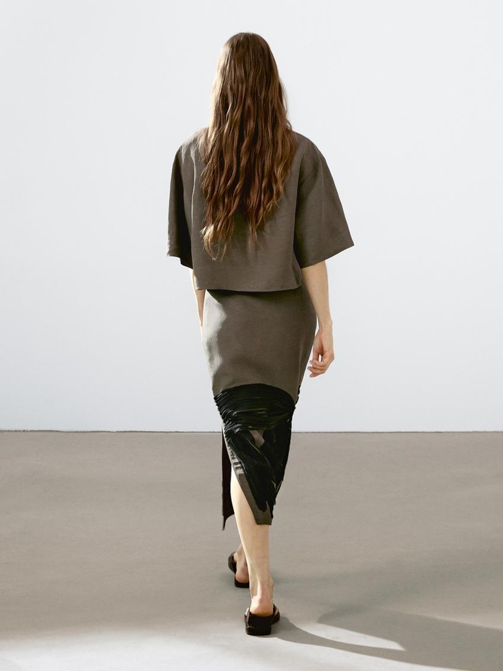 Massimo Юбка миди с контрастными деталями, хаки