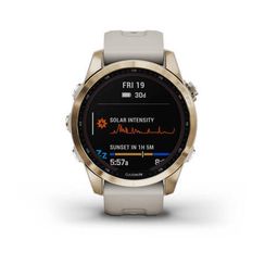 Умные часы Garmin Fenix 7S Sapphire Solar титановый кремово-золотой с светло-песочным силиконовым ремешком