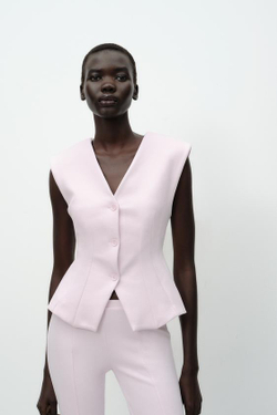 ZARA БРЮКИ FLARED ИЗ ИНТЕРЛОКА, РОЗОВЫЙ