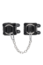 Черные кожаные наручники-браслеты с двумя ремешками