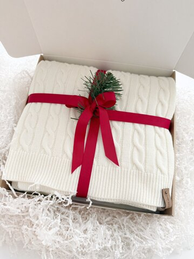 Плед "Зимний уют" в подарочной коробке, молочный, 170х120 см