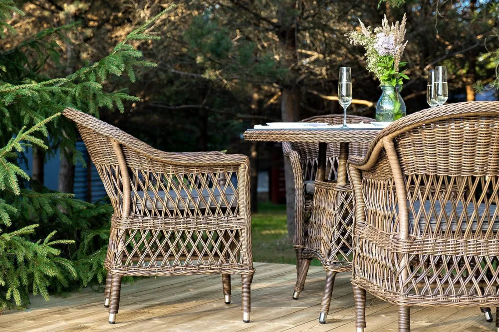 "Дольче" обеденная группа из искусственного ротанга, цвет коричневый