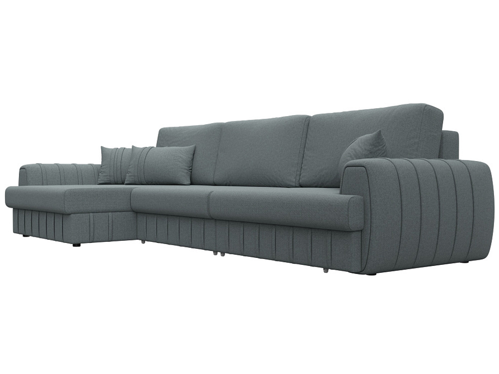 Диван угловой Лига-057 НПБ Лонг угол левый, Амур 07 серый, Рогожка, 129294L