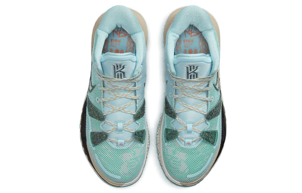 Nike Kyrie 7 EP round head lace-up shock absorption, non-slip, wear-resistant, breathable, wrapping, mid-cut actual combat basketball shoes, men's mint green domestic version