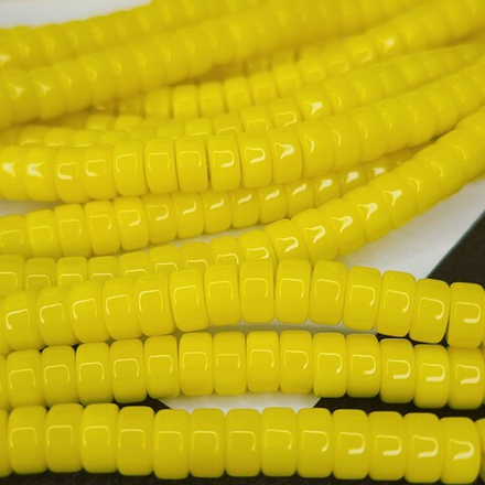 Бусины шайбы, рондель, желтый, лэмпворк, стекло, р-р 6мм, цена за набор 10 шт