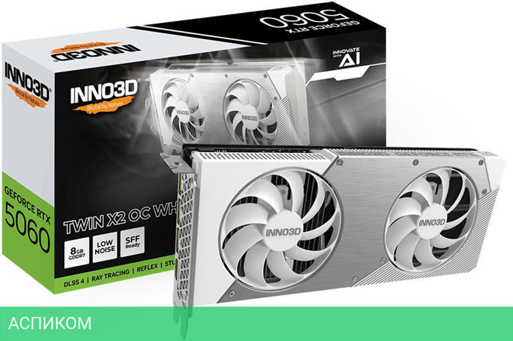 Видеокарта Inno3D RTX 5060 Twin X2 OC White 8Gb D7 (N50602-08D7X-195070W)