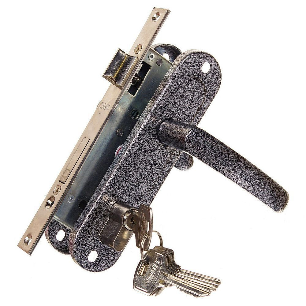 Замок врезной Зенит, ЗВ7-70.4-02, БП-00011070, ручка в комплект, цилиндровый, серебр