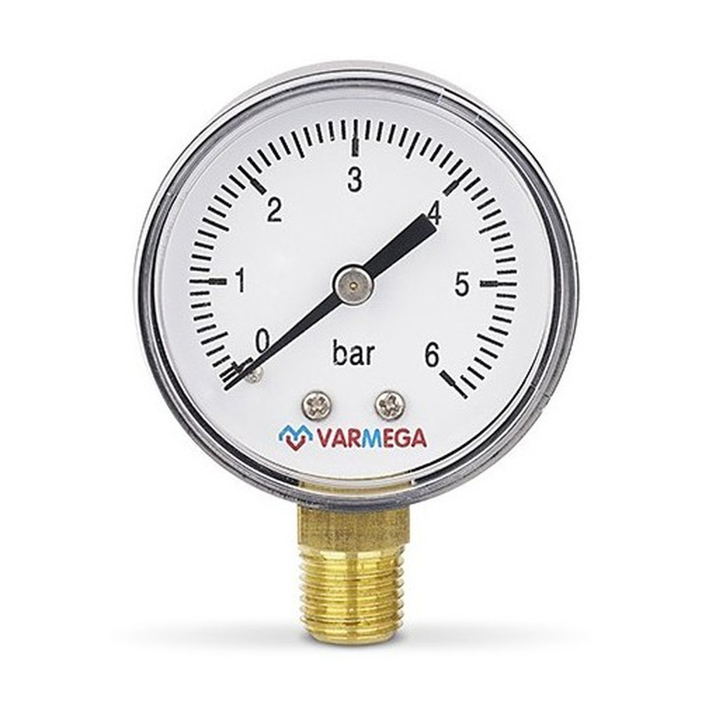 Манометр VARMEGA радиальный 50 мм, 6 бар, 1/4", VMMT10-500602