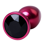 Красная анальная пробка 7,2см с кристаллом черного цвета ToyFa Metal 717007-95
