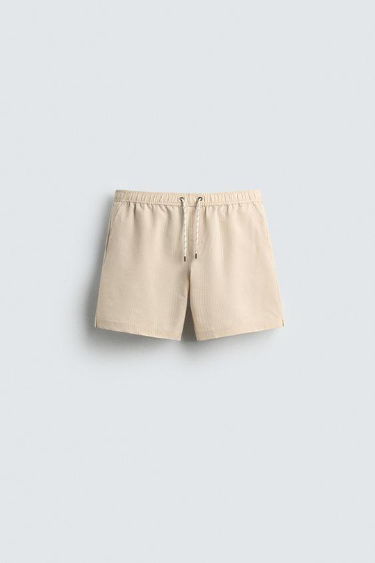 ZARA ДЛИННЫЕ ПЛАВКИ ИЗ ЖАТОЙ ТКАНИ, КАМЕННЫЙ