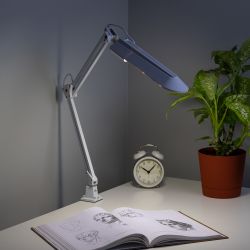 Настольный светильник ЭРА NL-201-G23-11W-W с лампой PL на струбцине белый