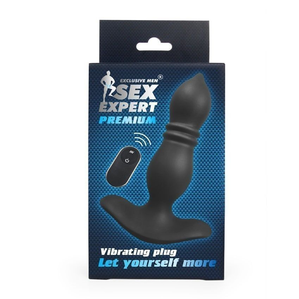 Черный анальный вибромассажер Sex Expert - 14,7 см. (Цвет: черный)