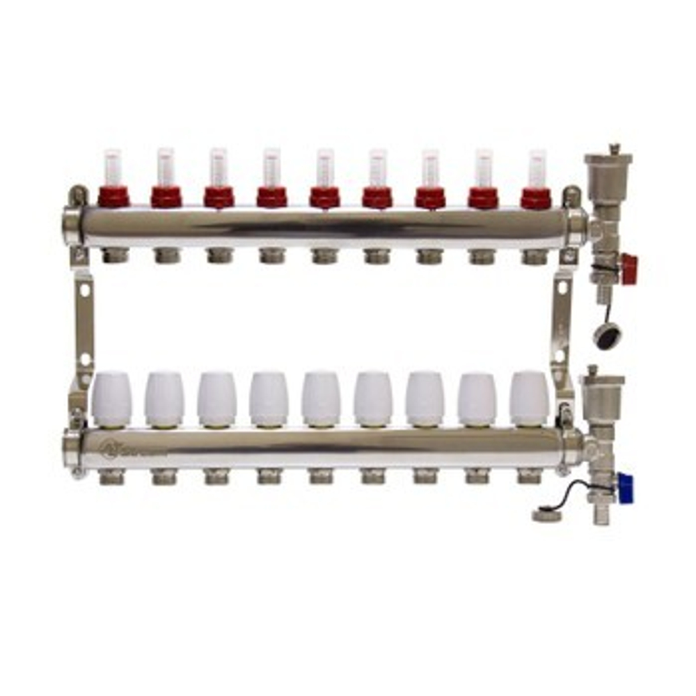 Коллекторная группа Altstream 1" евроконус 3/4" на 9 выходов с расходомерами