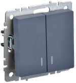 BRITE Выключатель 2-клавишный с индикацией 10А ВС10-2-1-БрМ маренго IEK