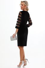 Платье бархатное черное с вырезом каре DStrend (Акция)