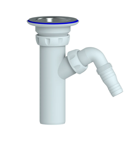 Комплектующие, прикручивающийся выпуск Unicorn ME140V 1 1/4" (Ø 32) отвод для стиральной машины, нержавеющая чашка МЕ140V