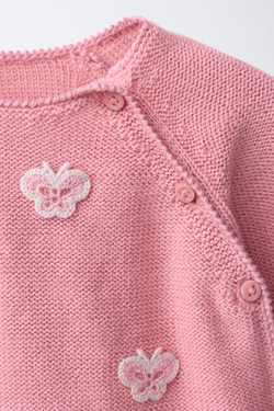 ZARA СВИТЕР С УЗОРОМ «БАБОЧКИ», МЯГКИЙ РОЗОВЫЙ