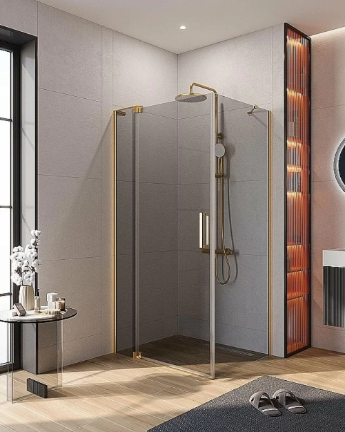 Душевой уголок Cezares Slider 90x110 AH-1-90-100/110-GRIGIO-BORO стекло серое/профиль золото брашированное