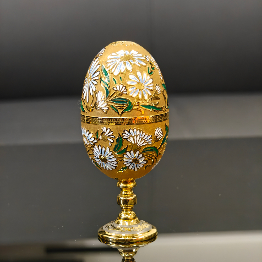 Сувенир Яйцо-рюмки "Ромашки" с эмалью (златоустоуская гравюра)