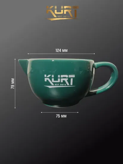 Керамический скаттл для бритья KURT, 2-х контурный с ручкой, цвет зеленый, 190*107*80мм, K_40057/Green