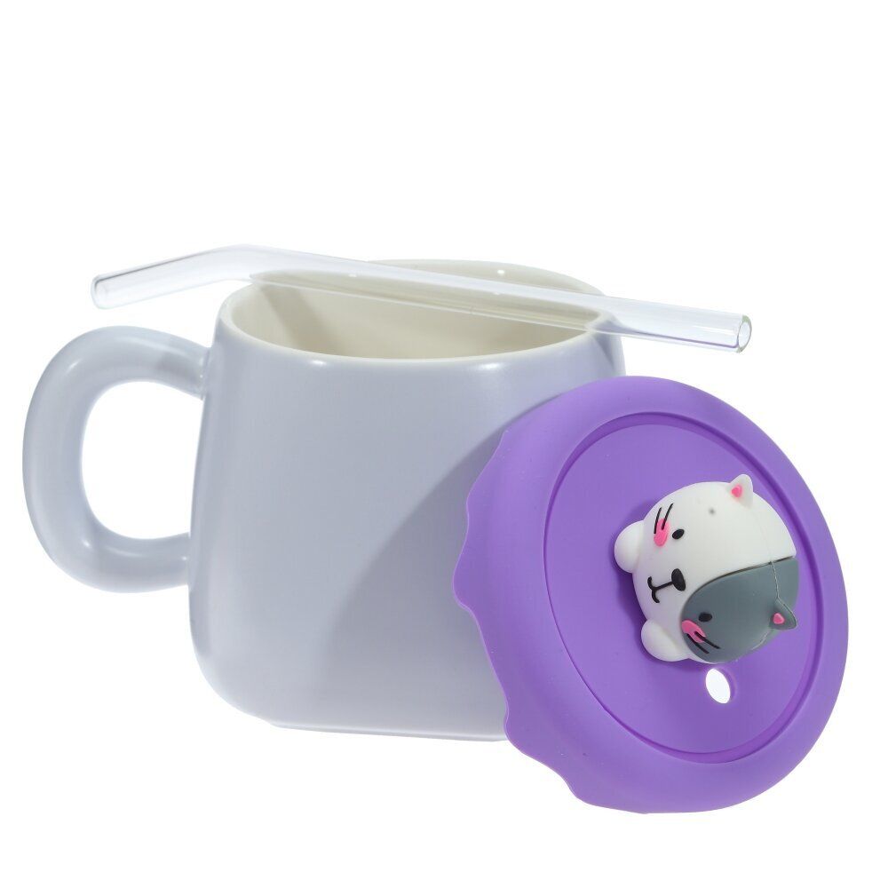 GAEM Кружка с крышкой и трубочкой, 400 мл, L13 W9,5 H12 см, 4в.