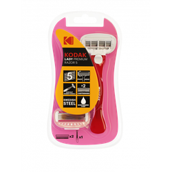 Бритвенная система Kodak LADY Prem Razor 5 женская 5 лезвий розовая 2 сменных кассеты
