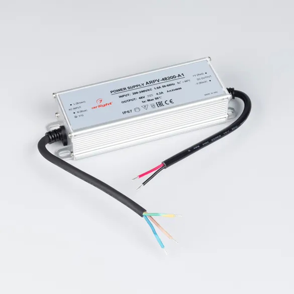 Блок питания ARPV-48200-A1 (48V, 4.2A, 200W) (Arlight, IP67 Металл, 3 года) 034690