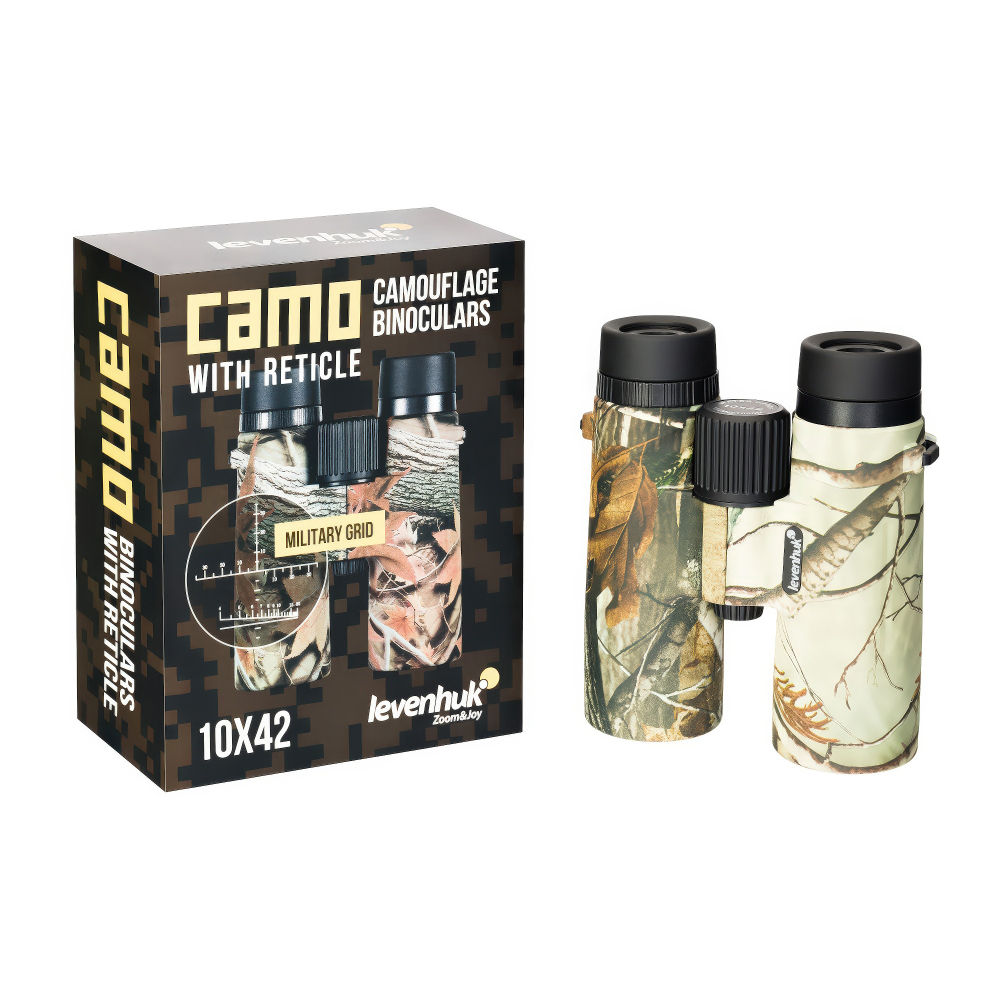 Бинокль Levenhuk Camo Maple 10x42 с сеткой - Установка на штатив через стандартный адаптер 1/4