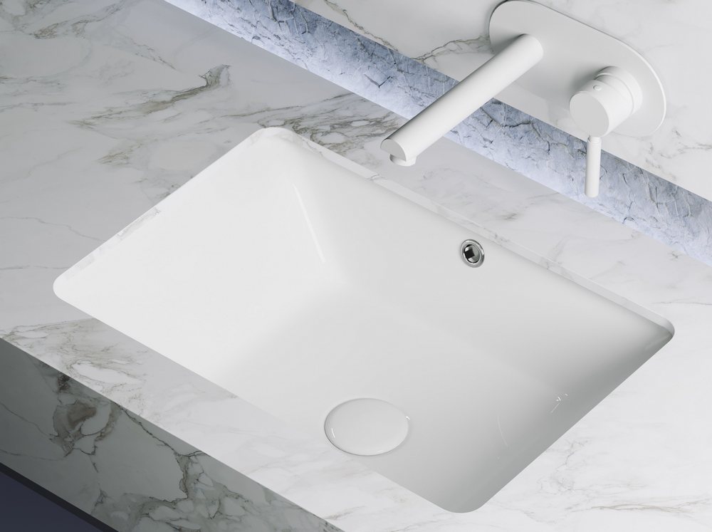Умывальник прямоугольный встраиваемый под столешницу Element 550x400x185мм, с крепежом и шаблоном для установки