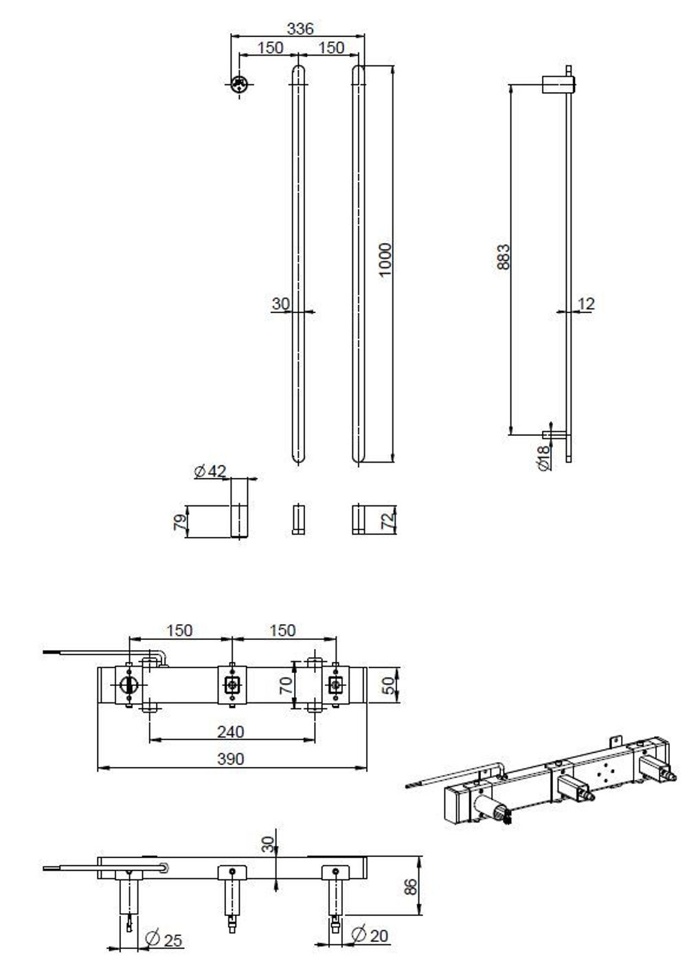 Полотенцесушитель электрический Vincea VTD-2VT1CH, хром, таймер