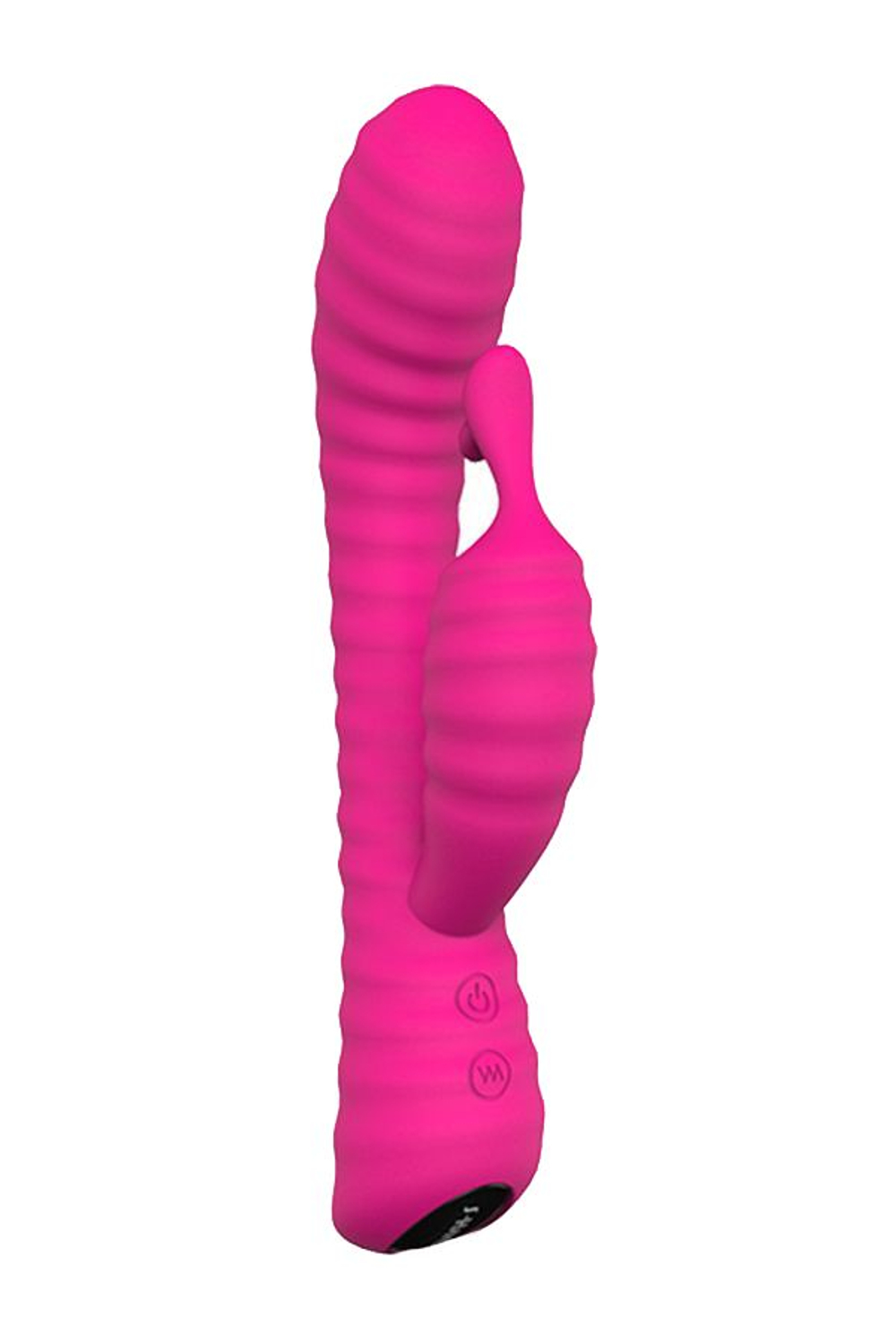 Розовый ребристый вибратор с клиторальным стимулятором S-HANDE Moonlight - 21,1 см. (Цвет: розовый)