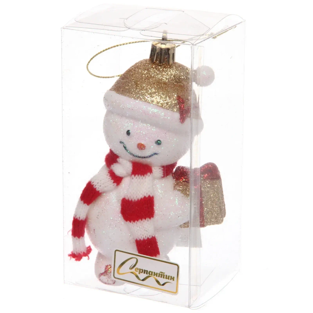 Елочная игрушка «Снеговик в шарфике» 6*4,5*12 см, Шампань