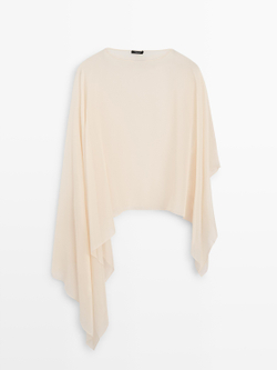 Massimo Dutti Шелковая накидка асимметричного кроя, натуральный/кремовый