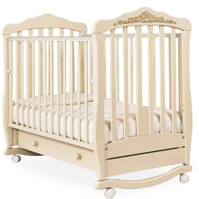 Детская кроватка Гандылян Доминик Люкс колесо-качалка с ящиком слоновая кость