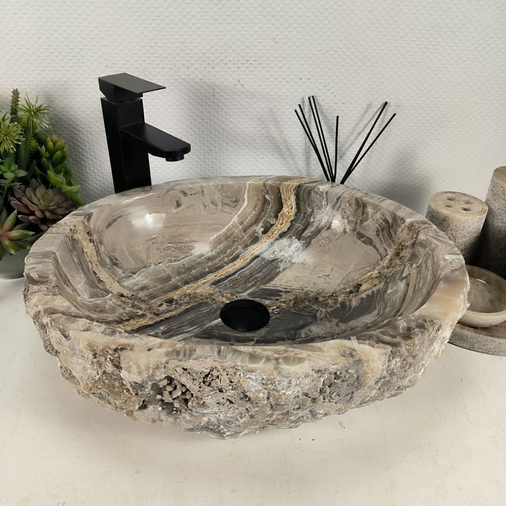 Каменная раковина из оникса Erozy Grey EO-04512 (51*41*15) 0156 из натурального камня