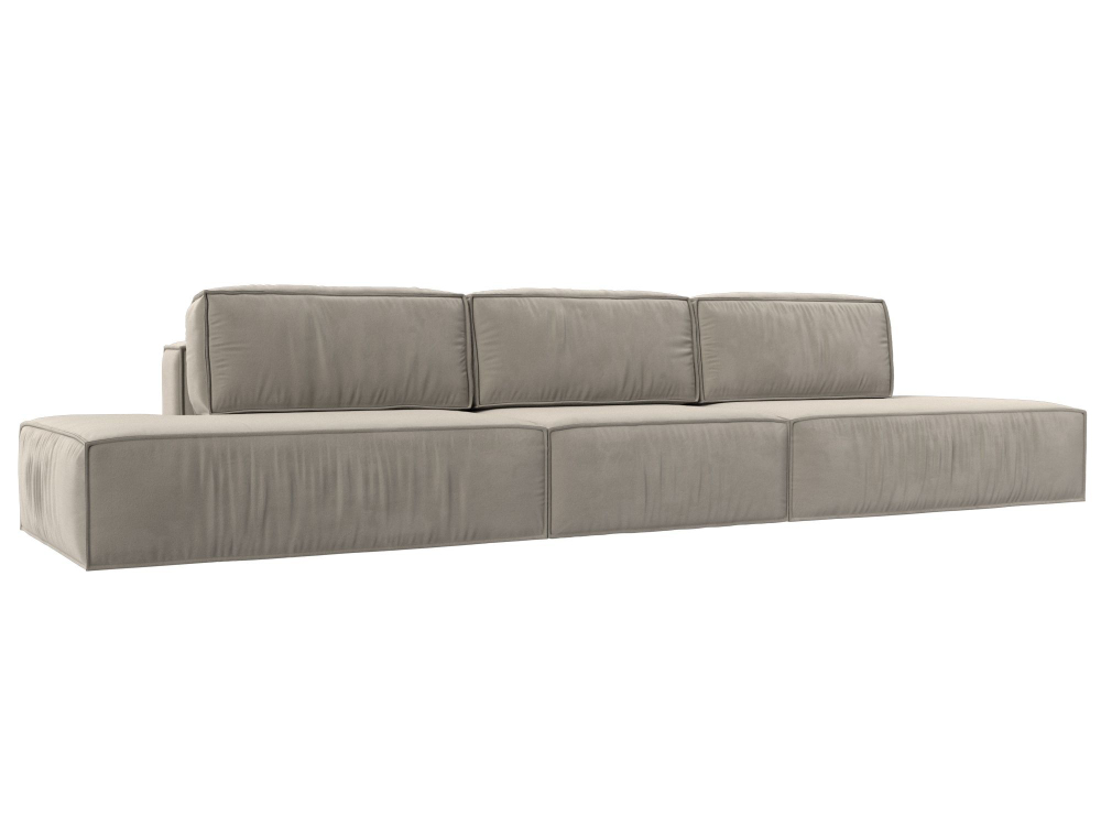 Диван прямой Прага лофт лонг, Бежевый, Микровельвет, 116668