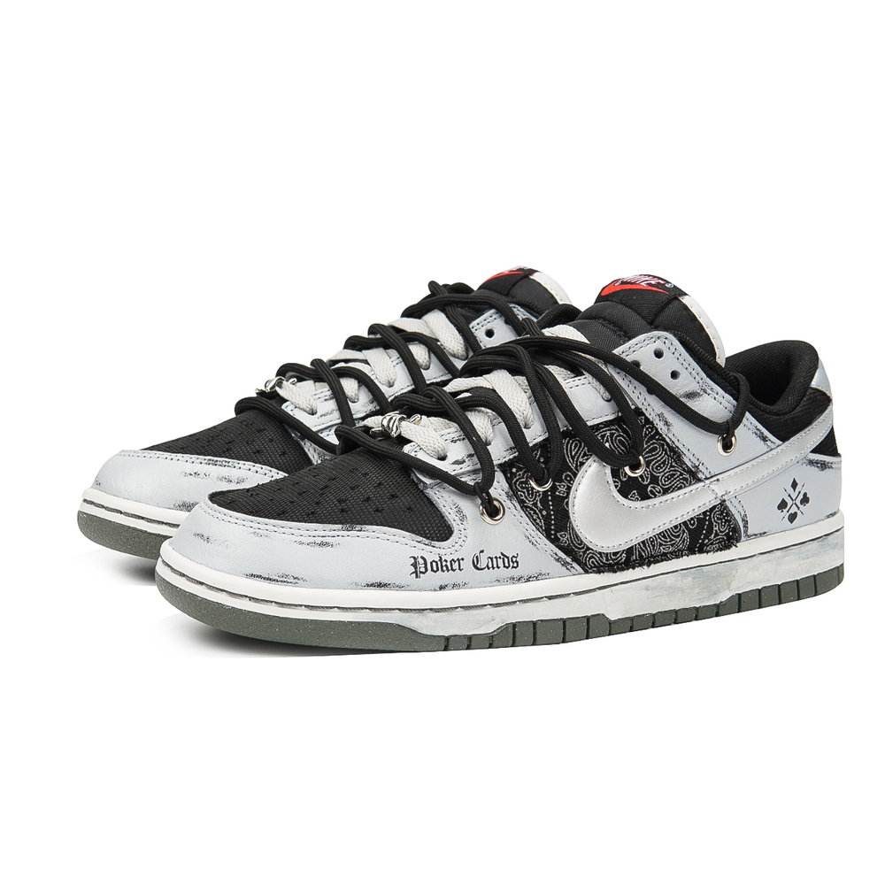 Nike Dunk Slip Resistant Abrasion Resistant Low top Skateboard Shoes Men"s Black Gray Silver