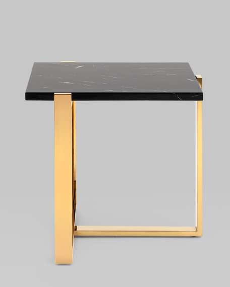 Журнальный столик Тоби 61*61 черный мрамор сталь золото