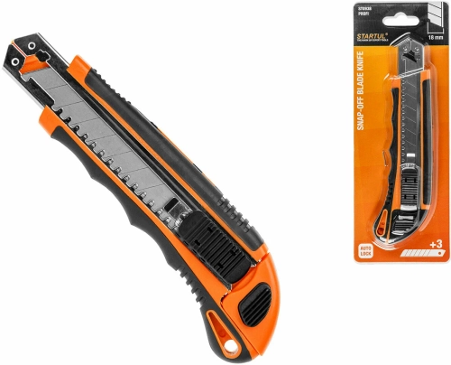 Нож пистолетный 18мм +3 лезвия Startul Profi