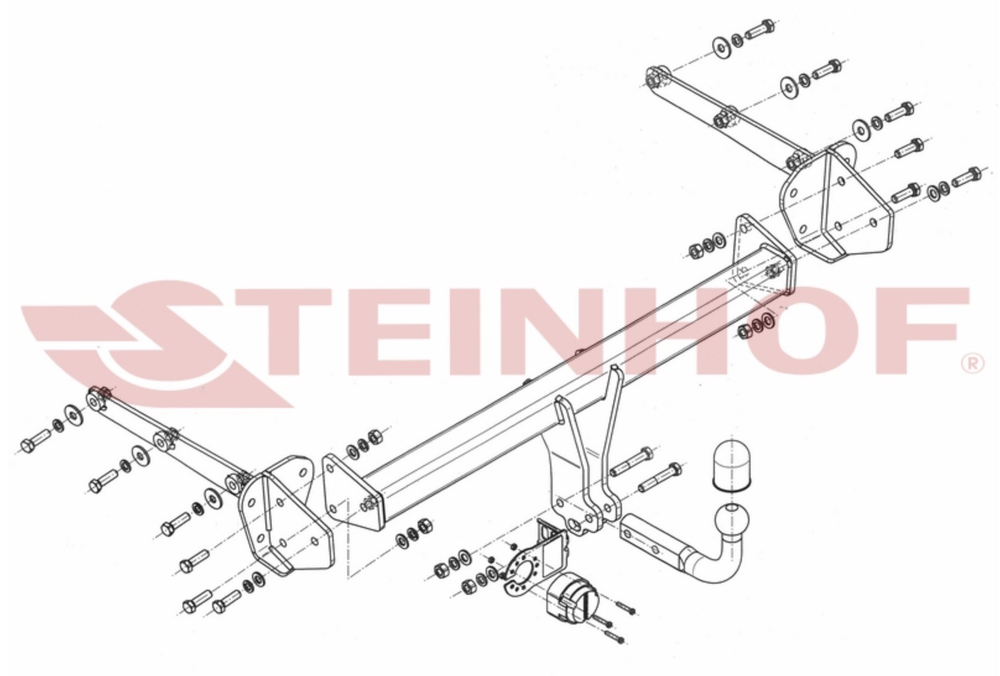 Фаркоп Steinhof S-376 для Suzuki Alto (GF) 2009-, Nissan Pixo 2009-2013(паспорт и сертификат в комплекте)(без электрики)