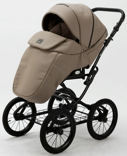 Детская коляска Adamex Porto Retro Deluxe 2 в 1 PO-SA09 (Т.БЕЖ.КОЖА)