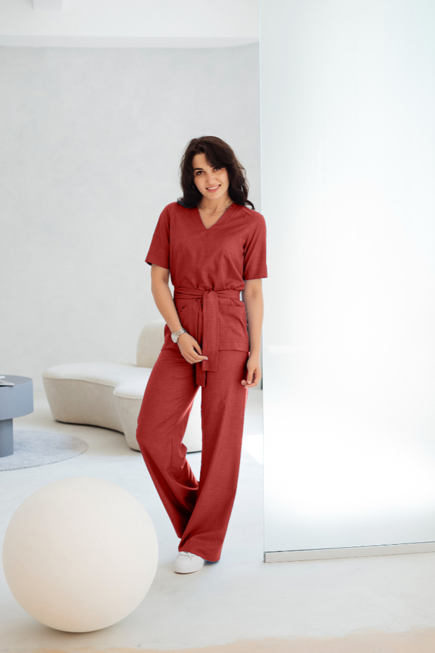 Брюки палаццо (красный)