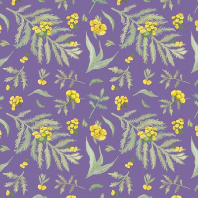 Дикие цветы. Фиолетовый фон.