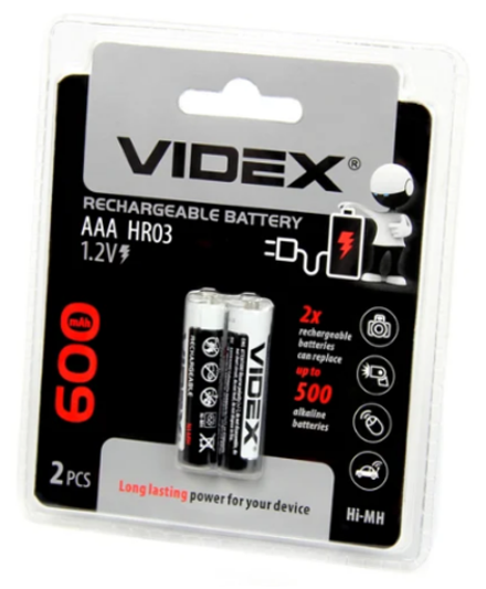 Аккумулятор никкельметалл-гидридный VIDEX AAA 600mAh