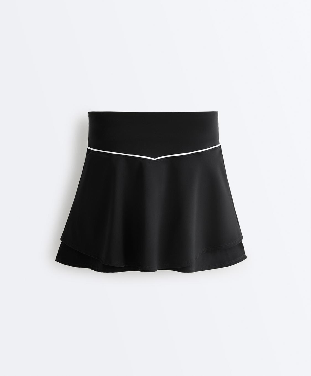 Oysho Мини-юбка Comfortlux с высокой посадкой и кантом, черный